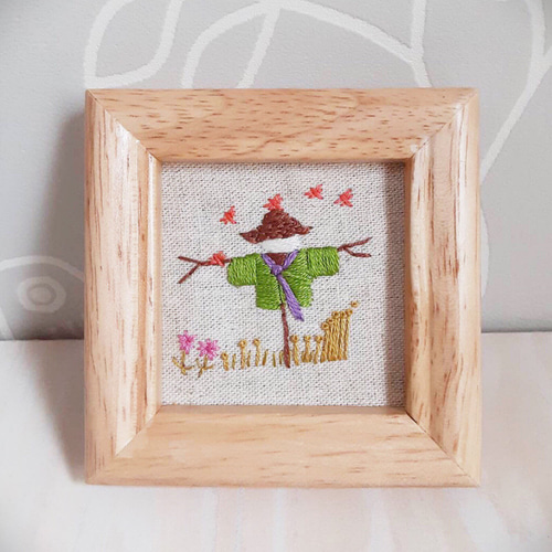 刺繍フレーム かかし 案山子 稲 田 壁飾り インテリア雑貨 その他