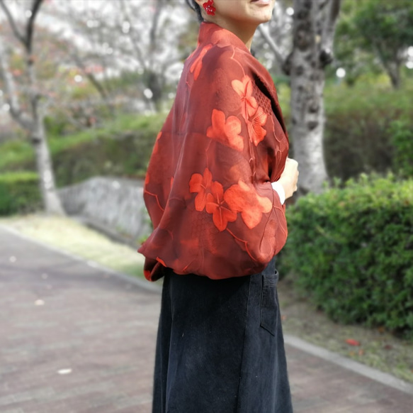 きもの　デッドストック　ヴィンテージ　生地　羽織　カーディガン☆　紅葉 5枚目の画像