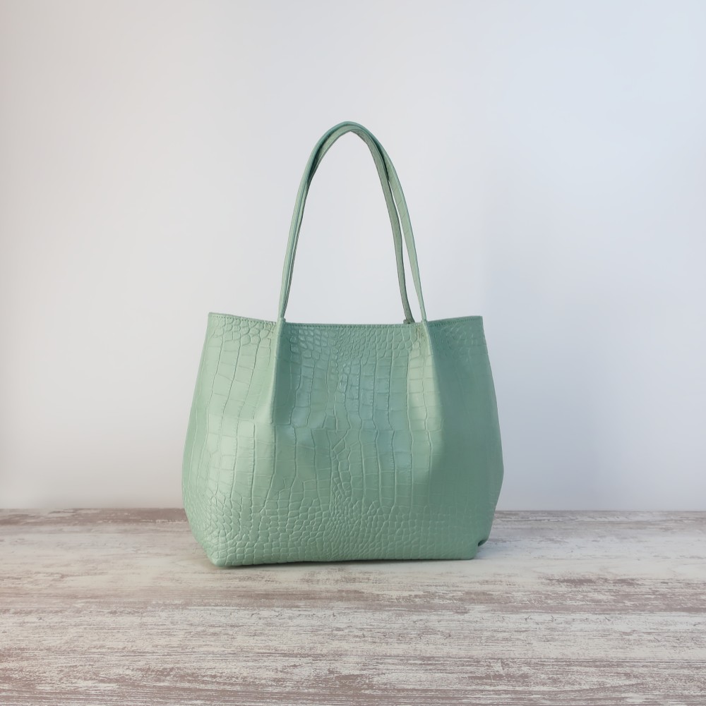 ふんわりタックトート（M)☆彡ミントグリーン/受注製作