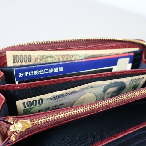 ラウンドファスナー・長財布☆彡ミントグリーン・クロコダイル型押し