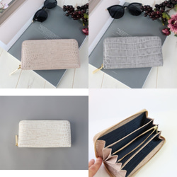 《一番人気！選べる7色》ラウンドファスナー・長財布☆彡大容量・カード12枚収納・クロコダイル型押しレザー・くすみカラー 5枚目の画像