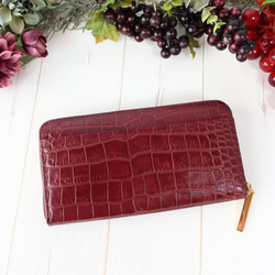 《一番人気！選べる7色》ラウンドファスナー・長財布☆彡大容量・カード12枚収納・クロコダイル型押しレザー・くすみカラー 7枚目の画像