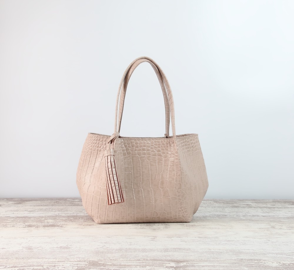 ふんわりタックトート（SS)☆彡ピンクベージュ・受注製作