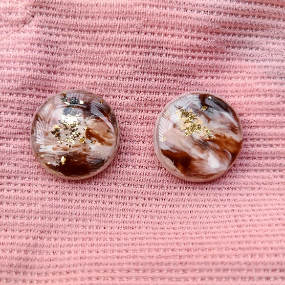 ≪138 カフェモカ≫レジンピアス 400円 カフェラテ/レジン ピアス アクセサリー 秋カラー ブラウン ピアス