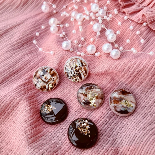 カフェラテ/レジン ピアス アクセサリー 秋カラー ブラウン ピアス