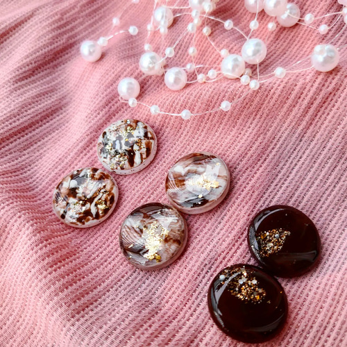 カフェラテ/レジン ピアス アクセサリー 秋カラー ブラウン ピアス