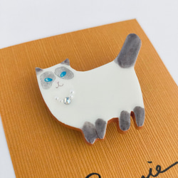 【受注制作】ブローチ／セレブな猫ちゃん 1枚目の画像