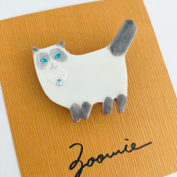 【受注制作】ブローチ／セレブな猫ちゃん 6枚目の画像