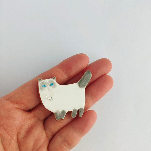【受注制作】ブローチ／セレブな猫ちゃん 7枚目の画像