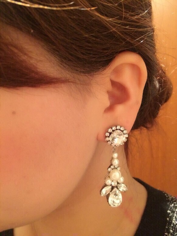 【シルバー×パール】Newパールビジュー♡Rameauブライダルアクセサリーセット(ピアスorイヤリング,ネックレス)