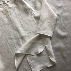 シンプルリネンラグランプルオーバーシャツ　オフホワイト 5枚目の画像