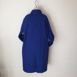 ちいさい襟のハンサムコート　コットンツイル　一枚仕立て　ラグラン袖 ブルー 5枚目の画像