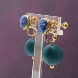 結腸和成人可愛的耳環（深藍×藍綠）訂單生產] 第6張的照片