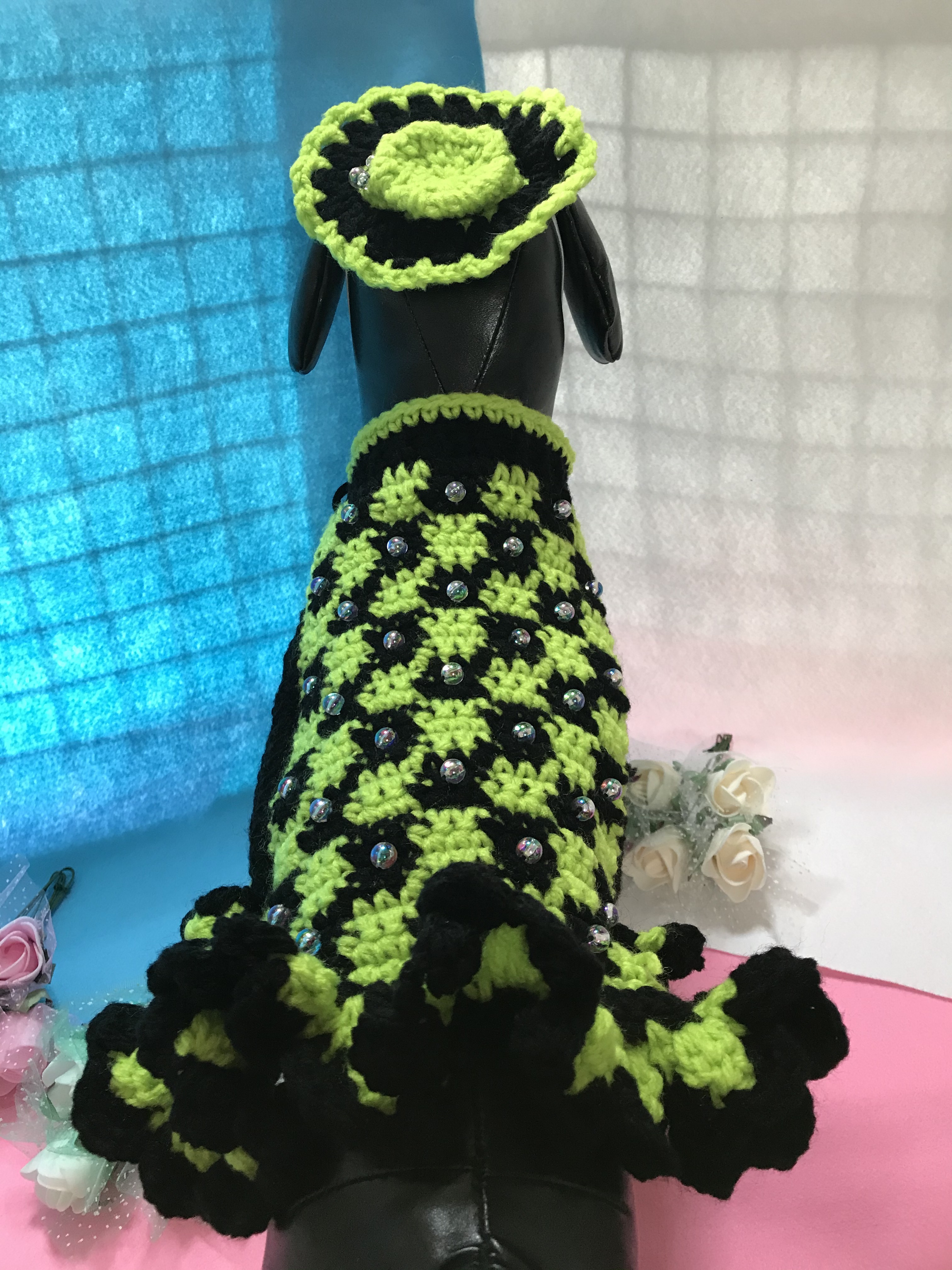 Only-わんオリジナル♡♡フリルいっぱいお洒落で可愛いあなただけのペットワンピース 手編み完全1点物！！