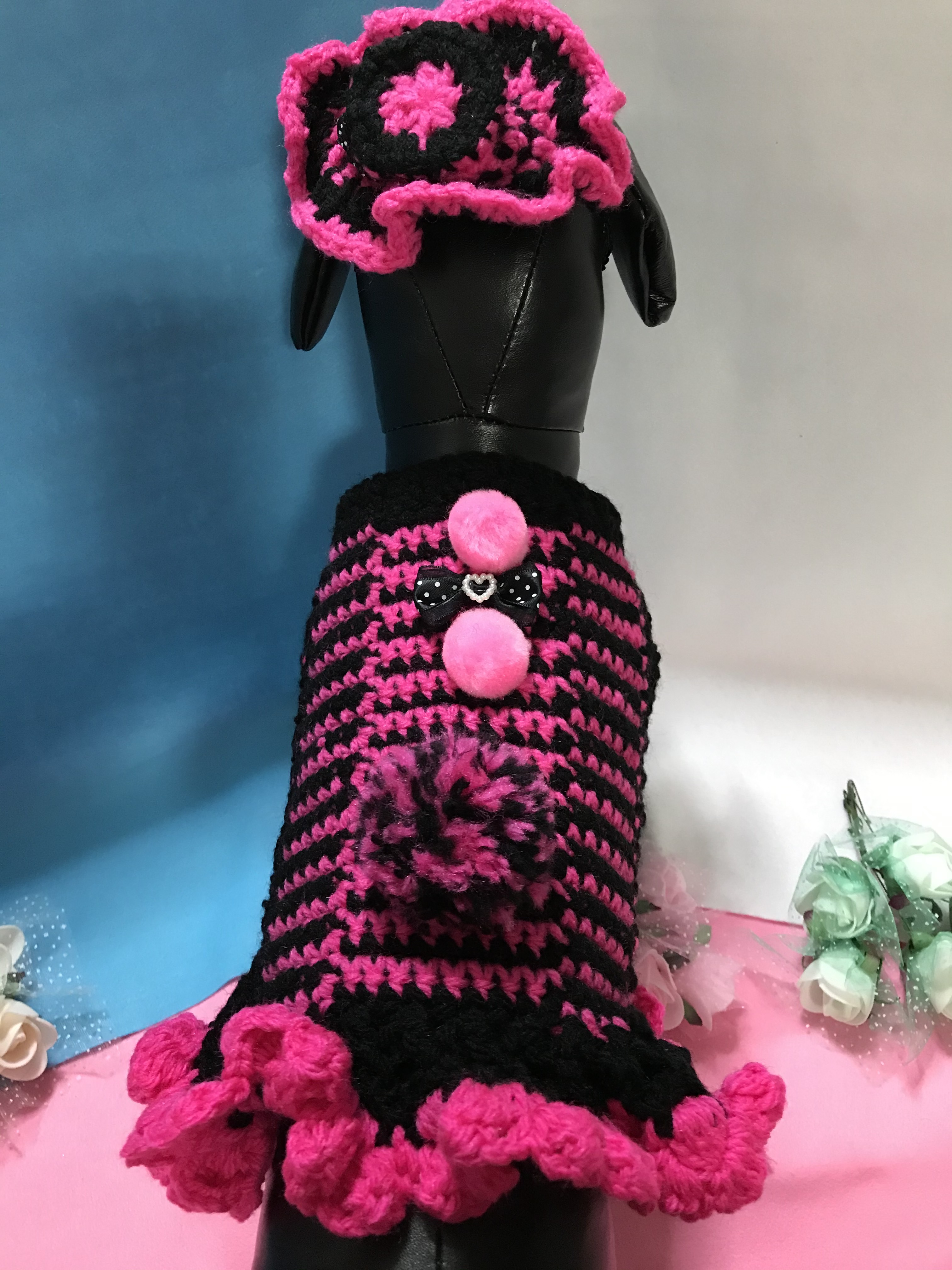 Only-わんオリジナル♡♡フリルいっぱいお洒落で可愛いあなただけのペットワンピース 手編み完全1点物！！