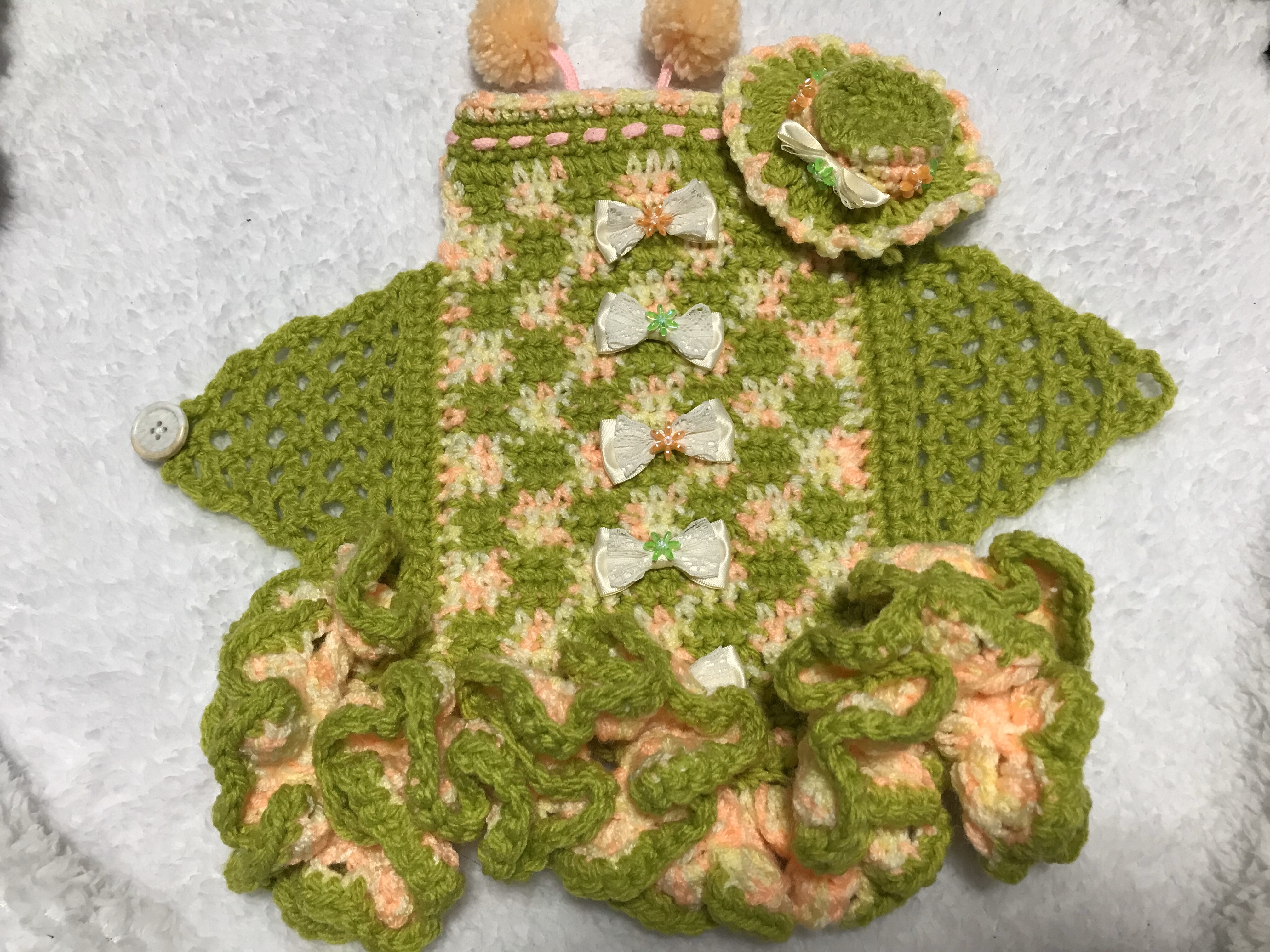 Only-わんオリジナル♡♡フリルいっぱいお洒落で可愛いあなただけのペットワンピース 手編み完全1点物！！