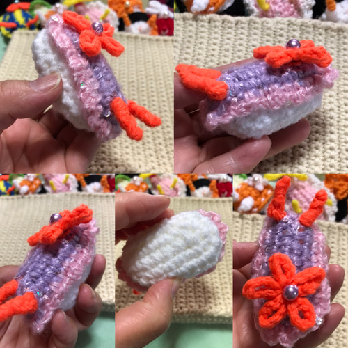 ウミウシスシ(ウミウシ寿司)編みぐるみ ハンドメイド あみぐるみ Only 