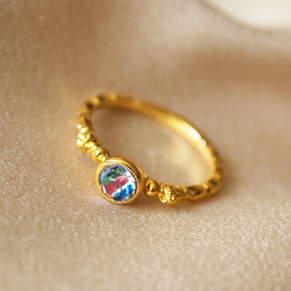 【ルカ様ご予約品】Vintage Glass Petite Ring＊アイリス 2枚目の画像