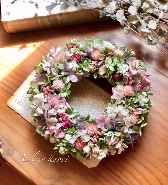 オレガノピンクの 紫陽花リース リース Atelier kaori 通販 12077927