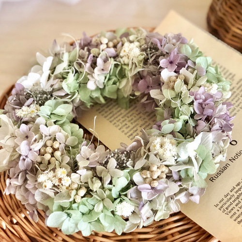 紫陽花リース ＊ プリザーブドフラワー プリザーブドフラワー