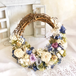 紫陽花のハーフリース＊ プリザーブドフラワー ドライフラワー