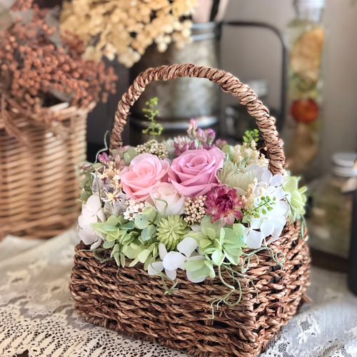 お花が選べる♡ハートバスケット♡アレンジメント 母の日 お祝い