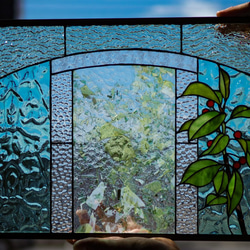 「さくらんぼ」ステンドグラスのパネル 3枚目の画像