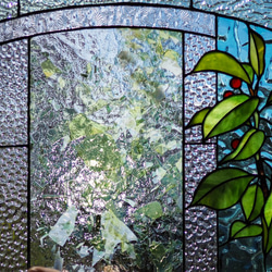 「さくらんぼ」ステンドグラスのパネル 4枚目の画像