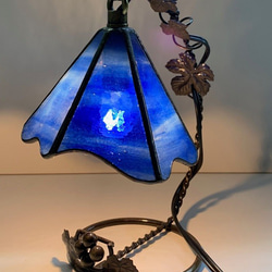 「グレープランプＢ 青系」ステンドグラス・照明　ブルー 4枚目の画像