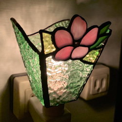 おやすみランプ・桃の花」ステンドグラスランプ フットランプ