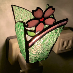 「おやすみランプ・桜の花」ステンドグラスランプ　フットランプ 2枚目の画像