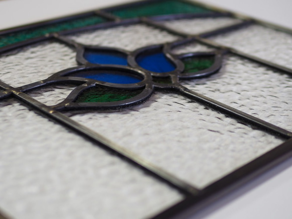 「アンティーク調ステンドグラスパネル・N」アンティーク調　レトロ　ケイム組み 4枚目の画像