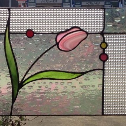 ミニパネル「チューリップ」ステンドグラス その他インテリア雑貨