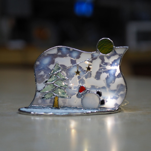 ずっこけサンタ」ステンドグラス、クリスマス、サンタクロース