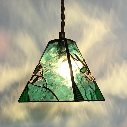 吊り下げランプ・リーフ」ステンドグラスランプ・照明 シーリング