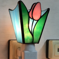 グースネックのランプ・青ステンドグラス、照明 スタンドライト