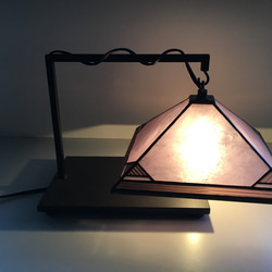 「J - style D・赤紫ステンドグラスランプ」照明　鉄ベース　ライト 4枚目の画像