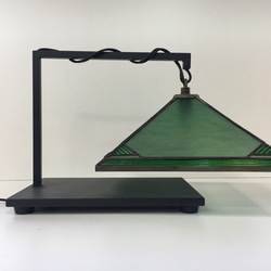 「J - style D・緑のステンドグラスランプ」照明　鉄ベース 2枚目の画像