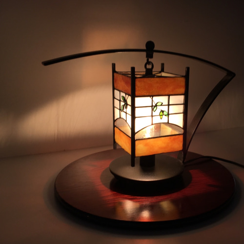 侘助シリーズ no.2」ステンドグラスランプ 和風ランプ 行燈 スタンド
