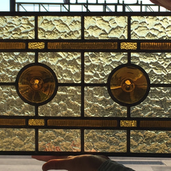 「ロンデルを使った、ステンドグラスパネル」アンティーク調　レトロ　ケイム組み 1枚目の画像