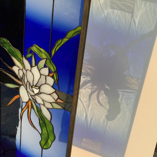 月下美人」ステンドグラス・パネル・アンティークガラス サン