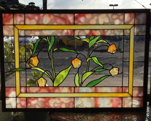 ステンドグラス　アンティーク　パネル　サンキャッチャー サンダーソニアのパネル」ステンドグラス サンキャッチャー ステンド