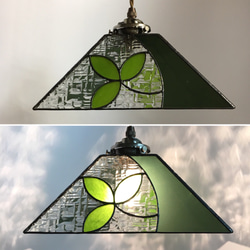 「葉っぱのペンダントランプ」ステンドグラス　ペンダントライト　天井照明　吊り下げランプ 4枚目の画像