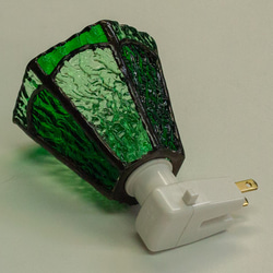 「おやすみランプ・グリーン系六面体」ステンドグラス・照明・緑色・フットランプ 6枚目の画像