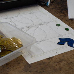 「アンティーク調ステンドグラスパネル・E」アンティーク調　レトロ　ケイム組み　インテリア雑貨・生活道具 5枚目の画像