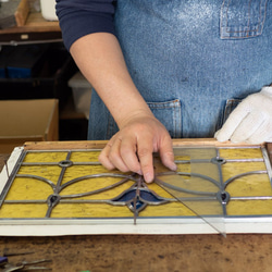 「アンティーク調ステンドグラスパネル・E」アンティーク調　レトロ　ケイム組み　インテリア雑貨・生活道具 8枚目の画像