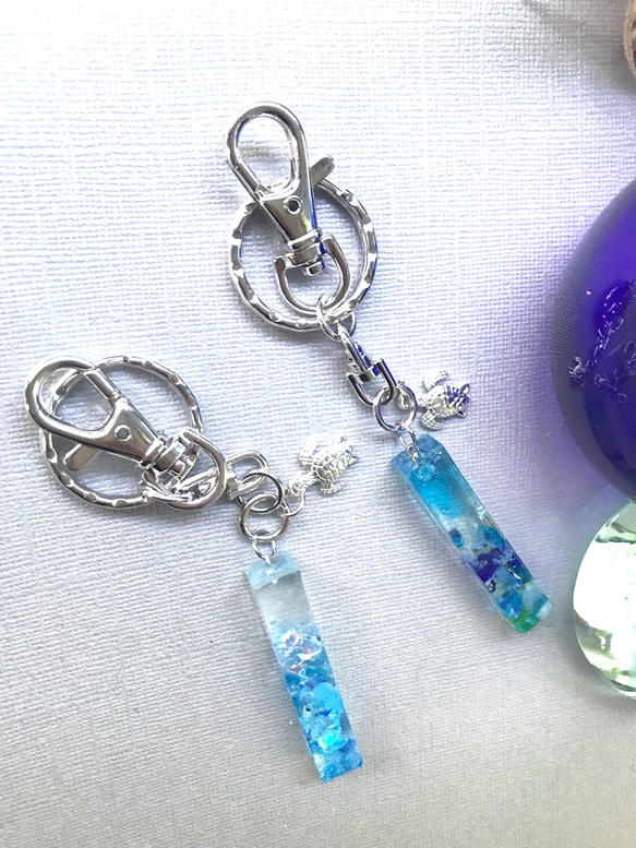 琉球ガラス 青の柱のキーホルダー その他アクセサリー Ao no