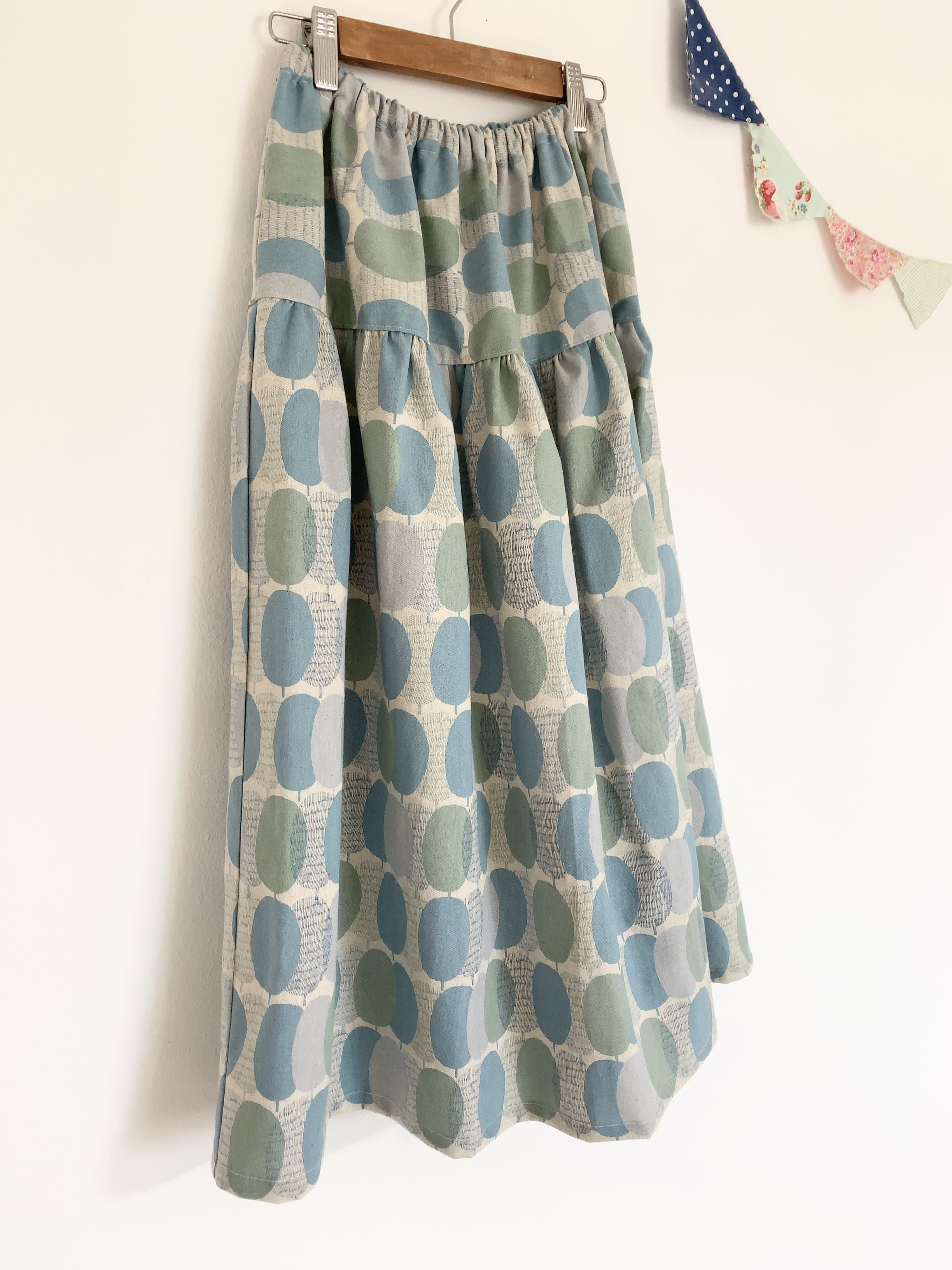 ＊prune tree♪綿麻ロングティアードスカート(blue)＊