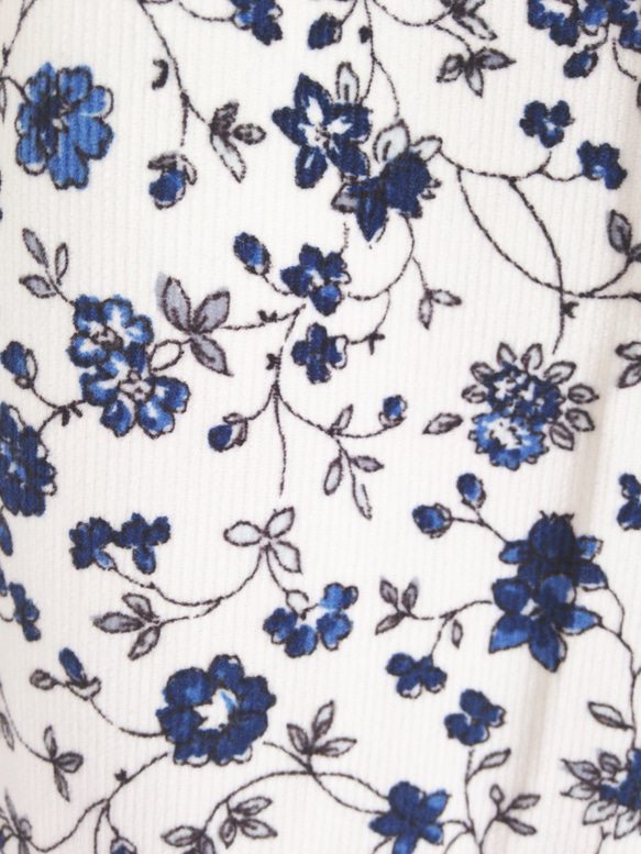 ＊tiny flowers♪コーデュロイロングティアードスカート(blue white)＊ 6枚目の画像