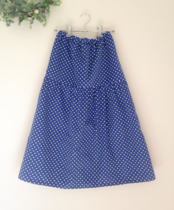 *blue-dot corduroy tiered skirt* 1枚目の画像